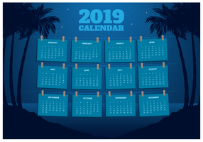 Calendrier imprimable 2019 vecteur