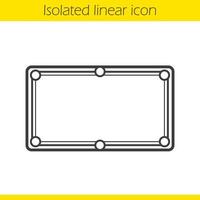 icône linéaire de table de billard. illustration de la ligne mince. symbole de contour. dessin de contour isolé de vecteur