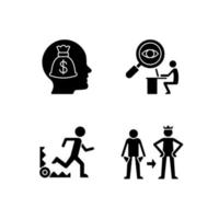 icônes de glyphe noir de motivation extrinsèque sur un espace blanc vecteur