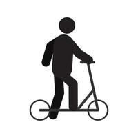 homme équitation scooter silhouette icône. transports écologiques. illustration vectorielle isolée. sportive active. scooter électrique vecteur