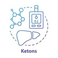 icône de concept de dégradé bleu cétons. illustration de ligne mince d'idée de régime céto. corps cétoniques, molécules. foie, métabolisme. acidocétose, cétose, soins de santé. dessin de contour isolé de vecteur