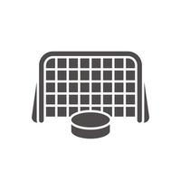 icône de but de hockey. symbole de silhouette. rondelle de hockey dans les portes. espace négatif. illustration vectorielle isolée vecteur
