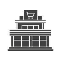 icône de glyphe de centre commercial. supermarché. symbole de silhouette. bâtiment du centre commercial. espace négatif. illustration vectorielle isolée vecteur