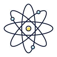 icône de couleur d'atome de molécule. source d'énergie nucléaire. noyau d'atome avec des orbites d'électrons. symbole scientifique. la physique quantique. modèle de particule. chimie organique. illustration vectorielle isolée vecteur