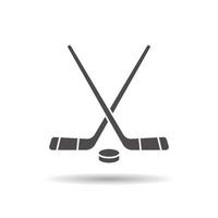 icône d'équipement de jeu de hockey. symbole de silhouette d'ombre portée. bâtons de hockey et rondelle. espace négatif. illustration vectorielle isolée vecteur