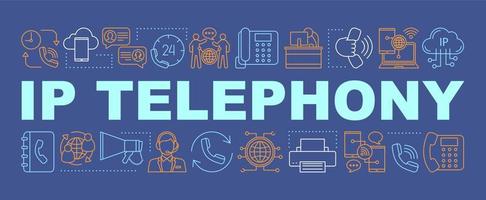 bannière de concepts de mots de téléphonie ip vecteur