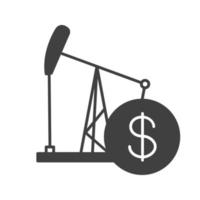 icône de glyphe de commerce de pétrole. symbole de silhouette. derrick pétrolier avec signe dollar. espace négatif. illustration vectorielle isolée vecteur