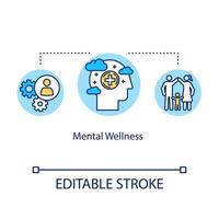 icône de concept de bien-être mental. illustration de ligne mince idée santé psychologique. la gestion du stress. pensée positive. intelligence humaine. dessin de couleur rvb contour isolé vectoriel. trait modifiable vecteur