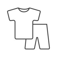 icône linéaire de pyjama. vêtement de nuit. illustration de la ligne mince. short et t-shirt. symbole de contour. dessin de contour isolé de vecteur