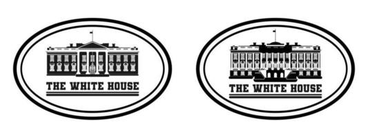 timbre logo maison blanche croquis noir et blanc plat vecteur