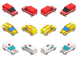ensemble de voitures de service tech multicolore isométrique vecteur