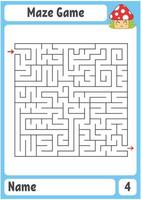 labyrinthe carré. jeu pour les enfants. casse-tête pour les enfants. énigme du labyrinthe. illustration vectorielle de couleur. trouver le bon chemin. le développement de la pensée logique et spatiale. vecteur