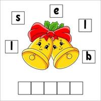 puzzle de mots. cloches. feuille de travail de développement de l'éducation. jeu d'apprentissage pour les enfants. page d'activité. casse-tête pour les enfants. énigme pour le préscolaire. illustration vectorielle dans un style dessin animé mignon. vecteur