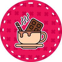 chaud Chocolat ligne rempli autocollant icône vecteur