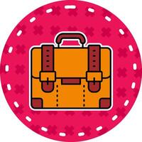 valise ligne rempli autocollant icône vecteur