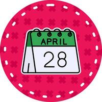 28e de avril ligne rempli autocollant icône vecteur