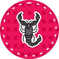 Scorpion ligne rempli autocollant icône vecteur