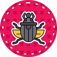 scarabée ligne rempli autocollant icône vecteur