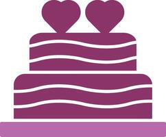 mariage gâteau glyphe deux Couleur icône vecteur