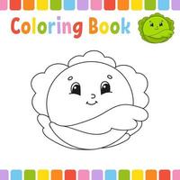 livre de coloriage pour les enfants. caractère joyeux. illustration vectorielle. style de dessin animé mignon. page fantastique pour les enfants. silhouette de contour noir. isolé sur fond blanc. vecteur