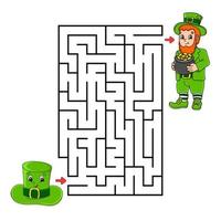 labyrinthe carré. lutin et chapeau. jeu pour les enfants. casse-tête pour les enfants. énigme du labyrinthe. illustration vectorielle de couleur. illustration vectorielle isolée. personnage de dessin animé. vecteur