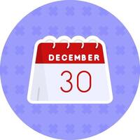 30 de décembre plat autocollant icône vecteur