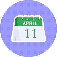 11ème de avril plat autocollant icône vecteur