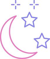 lune et étoile linéaire deux Couleur icône vecteur
