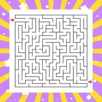 labyrinthe carré. jeu pour les enfants. casse-tête pour les enfants. énigme du labyrinthe. illustration vectorielle de couleur. trouver le bon chemin. illustration vectorielle isolée. personnage de dessin animé. vecteur