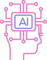 artificiel intelligence linéaire deux Couleur icône vecteur