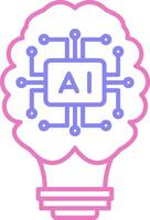 artificiel intelligence linéaire deux Couleur icône vecteur