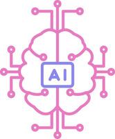 artificiel intelligence linéaire deux Couleur icône vecteur