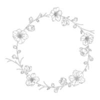 couronne de fleur abricot fleurs, bourgeons et branches vecteur