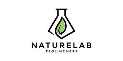 logo conception combiner le forme de une laboratoire verre avec feuilles, logo conception la nature laboratoire. vecteur