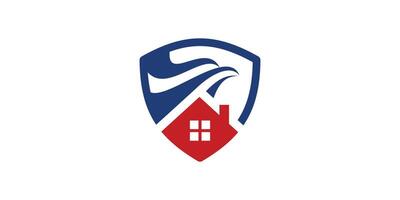 logo conception combinaison de Aigle avec maison, logo conception modèle symbole icône idée. vecteur