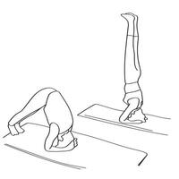 femme pratiquant yoga des exercices sur tapis illustration vecteur main tiré isolé sur blanc Contexte