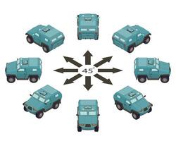 blindé voitures dans différent angles dans isométrique voir. vecteur