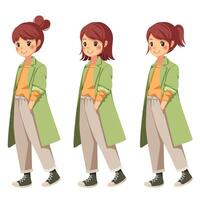 personnage femme dessin animé vecteur