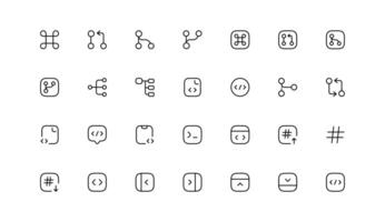 la toile développement ligne Icônes. programmation modifiable vecteur. vecteur