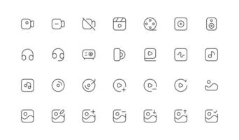 ensemble de ligne icône en relation à Masse médias, Publique médias. modifiable vecteur