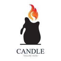 bougie flamme logo dans une cadre, lumineux Feu forme vecteur illustration