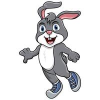 lapin dessin animé sportif sur blanc Contexte vecteur