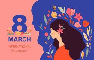 international femmes journée avec fleur utilisation pour horizontal bannière conception vecteur