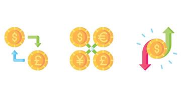 devise et pièces de monnaie vecteur Icônes ensemble pour affaires et la finance