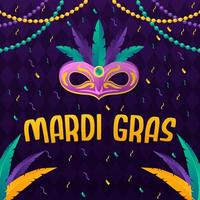 pente mardi gras illustration avec masque, confettis, et perles vecteur