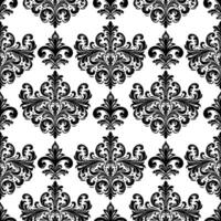 ai généré damassé en tissu textile sans couture modèle luxe décoratif ornemental floral diviseur noir ligne ancien décoration élément blanc Contexte vecteur