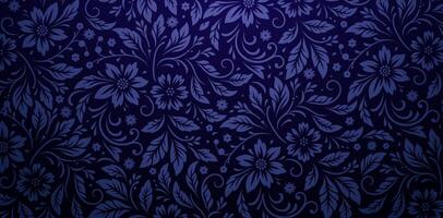 floral modèle avec bleu fleurs Marguerite sur une foncé bleu arrière-plans pour textile fond d'écran, livres couvertures, numérique interfaces, impressions conception modèles Matériel cartes faire-part, bannières, affiches vecteur