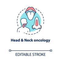 icône de concept d'oncologie de la tête et du cou. ent troubles. maladies des oreilles, du nez et de la gorge. illustration de fine ligne d'idée d'oto-rhino-laryngologie. dessin de couleur rvb contour isolé vectoriel. trait modifiable vecteur