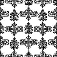ai généré damassé en tissu textile sans couture modèle luxe décoratif ornemental floral diviseur noir ligne ancien décoration élément blanc Contexte vecteur