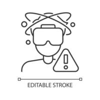 peut entraîner une perte d'équilibre icône d'étiquette manuelle linéaire. illustration personnalisable de fine ligne. symbole de contour. dessin vectoriel isolé pour les instructions d'utilisation du produit. trait modifiable